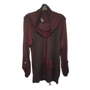 Vanity‎ maroon and grey cowl neck sweater